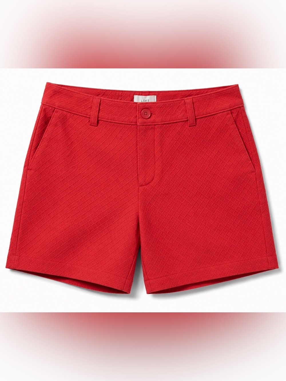 LOFT red 6" midi shorts